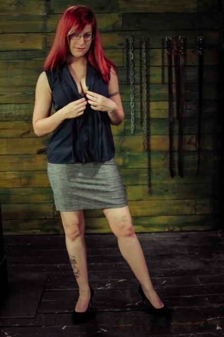 Redheaded girl Alessa Snow is put thru the wringer by cruel lesbians 95888551
