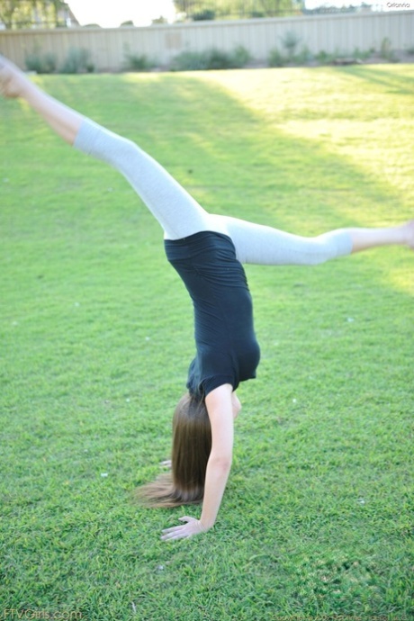 Nerdy teen girl takes off her yoga pants to expose her tight ass and bald cunt 92872152