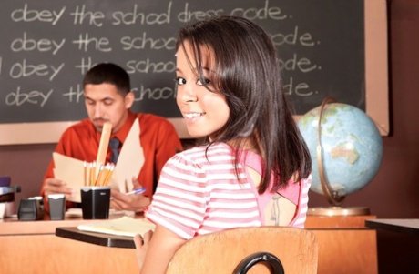 Cute 18 year old Samantha Mendez seduces her teacher while serving a detention 15795865