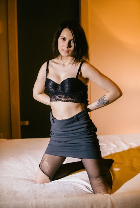 Young brunette Alla B rips open her hose while getting totally naked 43961940