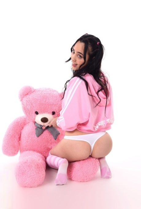 Cute girl Alice Hernandez strips to over the knee socks before toying her twat 85017466