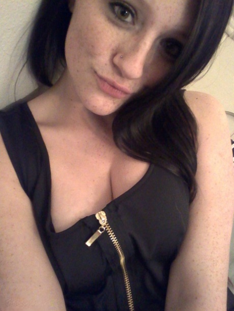Self shot of hot teen amateur Freckles toying big tits with dildo 83745881