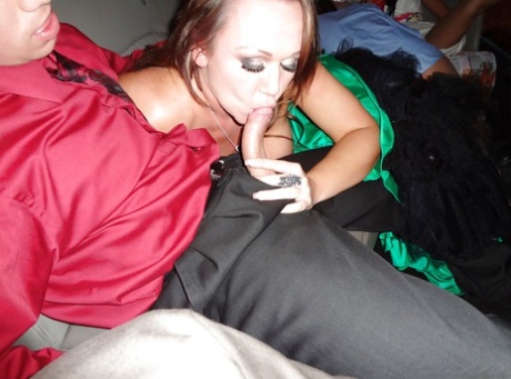 Slutty chicks showing off their blowjob skills on the back seat 77218972